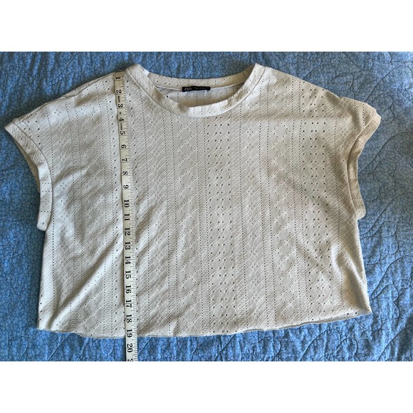 Zara Eyelet Cropped T-shirt, Women's Medium - Picture 2 of 5